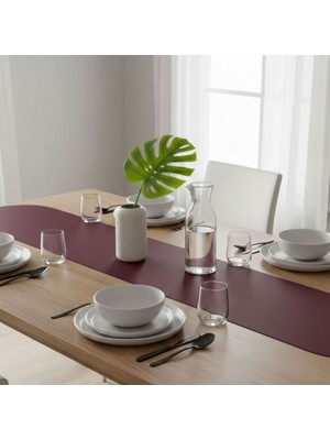 Grand Fine Art 4+1 Adet Deri Amerikan Servis+Runner Set (4 Amerikan Servis -1 Runner )