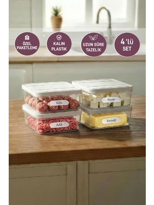 Selka Home 4 Adet 0.5 Lt. Nora Organizer Buzdolabı Buzluk Düzenleyici Saklama Kabı