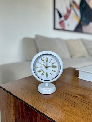 MiraLive Veloria Beyaz 25 x 20 cm Metal Masa Saati