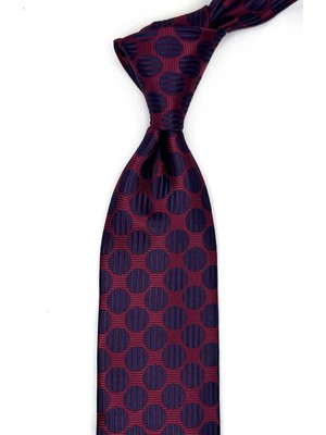 Kravatkolik Bordo - Lacivert Puantiye Desen Mendilli Klasik Kravat KK13618