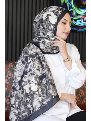 Afvente Karma Desen Siyah-Krem Soft Pamuk Şal