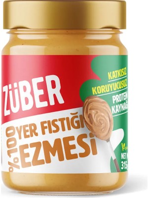 Züber %100 Yer Fıstığı Ezmesi 315 gr Katkısız Lezzet ve Yüksek Protein Kaynağı