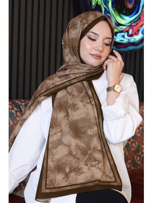 Afvente Soft Bitki Desen Bronz Kahve Soft Pamuk Şal