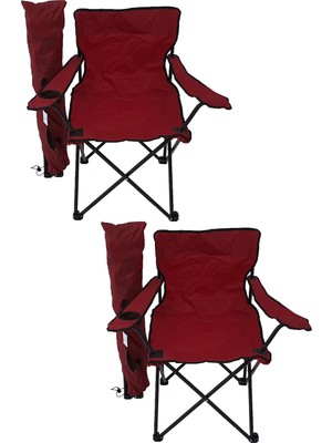 Bofigo 2'li Katlanır Kamp Sandalyesi Kırmızı Polyester Taşıma Çantalı Fonksiyonel Kullanım