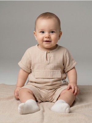 Erkek Bebek Müslin 2'li Şortlu Takım