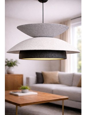 Handmade Wabi Sabi Karbon Beton Avize- Monara