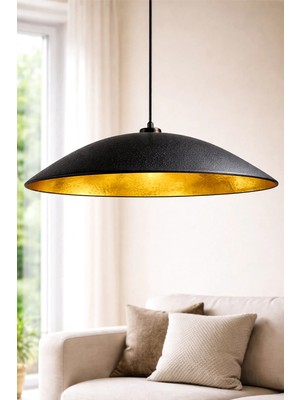 Handmade Wabi Sabi Karbon Beton Avize- Black Gravon