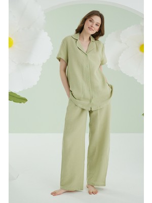 Nbb Yeşil Serena Önden Düğmeli Pijama Takım