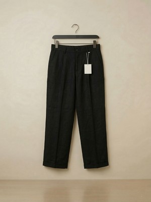 Kastrioti Pile Detaylı Relax-Fit Baggy Keten Pantolon