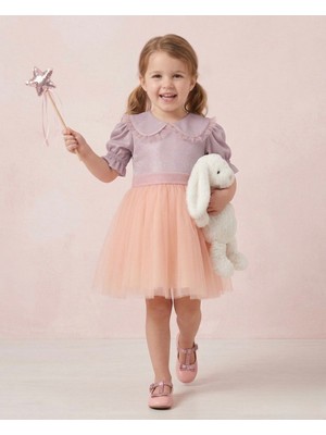 Butik Kız Çocuk Pamuklu Iç Astarlı Özel Gün Elbisesi Çıkarılabilir Fiyonk Detaylı