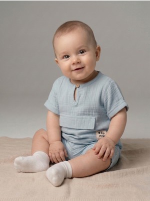 Erkek Bebek Müslin 2'li Şortlu Takım