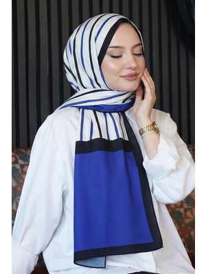 Afvente Zebra Desen Mavi Soft Pamuk Şal - Çok Renkli 55