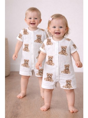 Greenmoon Çift Kat Organik Müslin Bebek Tulum