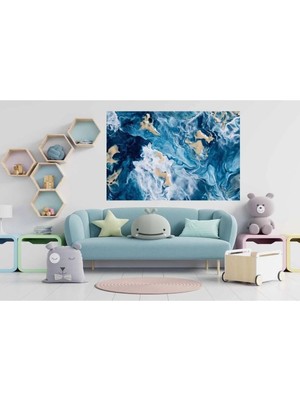 Şehzat Mavinin Tonları Soyut Kanvas Tablo