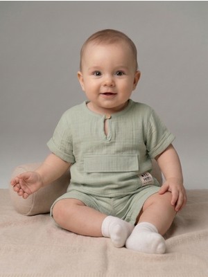 Erkek Bebek Müslin 2'li Şortlu Takım