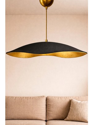 Handmade Wabi Sabi Karbon Beton Avize- Black Enfal