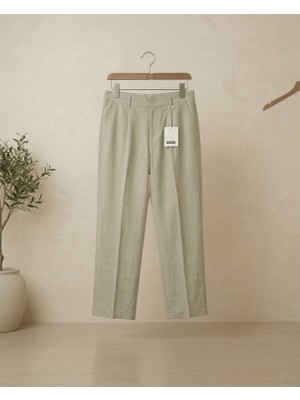 Kastrioti Pile Detaylı Relax-Fit Baggy Keten Pantolon