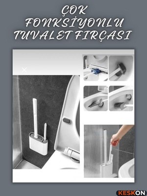 Keskon Duvara Monte Silikon Klozet Fırçası ve Tuvalet Süpürgesi – Esnek, Pratik Wc Temizlik Seti