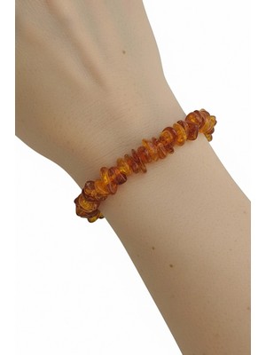 Pozitif Doğal Taş Baltık Kehribarı Elastik Bileklik 522-3