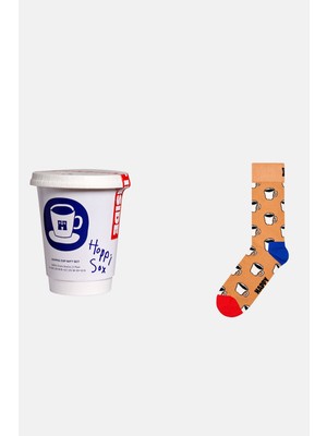 Happy Socks - Erkek Kahverengi Kahve Fincanı Temalı Çorap Hediye Seti