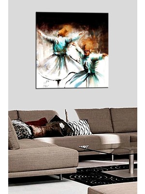 Şehzat Semazen Dönen Mevlevi, Ney Mevlana Raks Eden Semazen Müslüman Dikey Kanvas Tablo