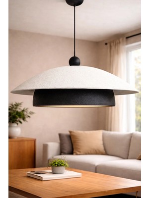 Handmade Wabi Sabi Karbon Beton Avize- Yingyang