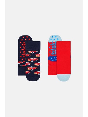 Happy Socks - Çocuk Araba Desenli Kaydırmaz 2\'li Çorap Seti