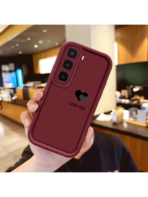 HONTINGA Tecno Spark 40 Pro Plus  ile Uyumlu Kılıfı Düşüme Önleyici Basitlik Anti Düşme Kamera Korumali Kalp Bordo Desen Yumuşak Silikon Telefon Kılıfı Kadın ve Erkek Için Uygundur K2-7211