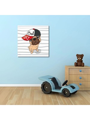 Şehzat Dekoratif Kare Kanvas Çocuk Odası Serseri Yavru Köpek Tablosu