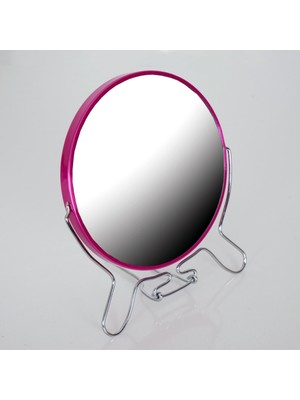 İşsevenler Çift Taraflı Büyüteçli Makyaj Aynası 6'' Yuvarlak Rose Plastik Masa Üstü Ayna