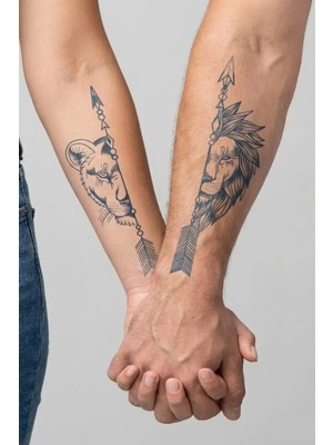 1 Aylık Yarı Kalıcı Gerçekci  Aslan çift mode Dövme Geçici Tattoo Yapıştırma Sticker