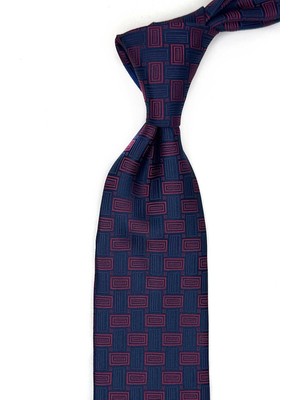 Kravatkolik Lacivert Motif Desen Mendilli Klasik Kravat KK13644