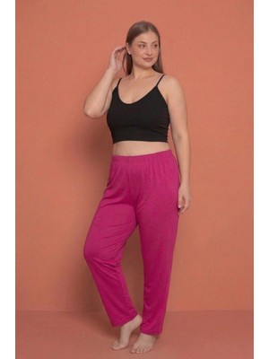 Farya Home Büyük Beden Pamuklu  2 Iplik Yüksek Bel Ağlı Pijama Altı Pantolon