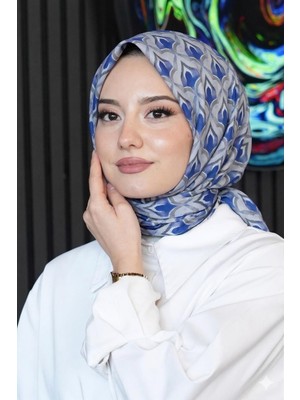 Afvente Mozaik Desen Lacivert Soft Pamuk Eşarp