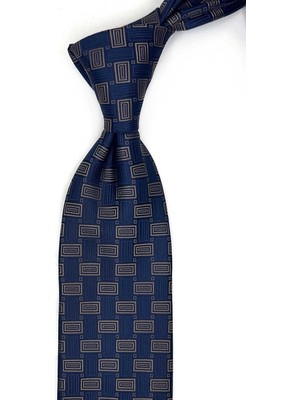 Kravatkolik Lacivert Motif Desen Mendilli Klasik Kravat KK13641