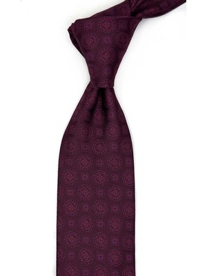 Kravatkolik Bordo Motif Desen Mendilli Klasik Kravat K13532