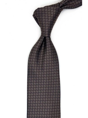 Kravatkolik Kahverengi Nokta Desen Mendilli Klasik Kravat KK13608