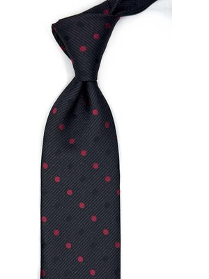 Kravatkolik Siyah Puantiye Desen Mendilli Klasik Kravat KK13473