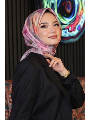 Afvente Gül Desen Pembe Soft Pamuk Eşarp