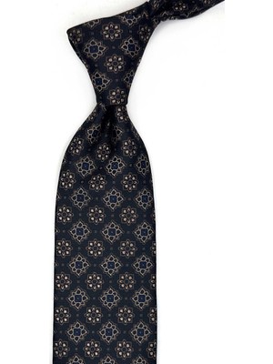 Kravatkolik Siyah Motif Desen Mendilli Klasik Kravat KK13569