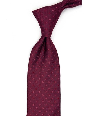 Kravatkolik Bordo Desenli Klasik Kravat %100 Mikrofiber Şal Desen Mendilli KK13639
