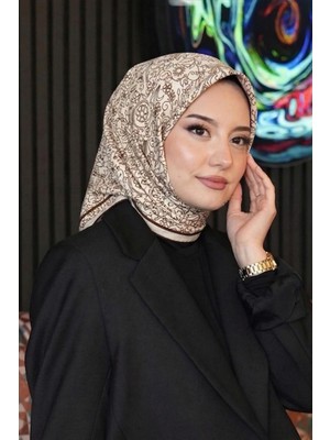 Afvente Osmanlı Motif Desen Çikolata Soft Pamuk Eşarp