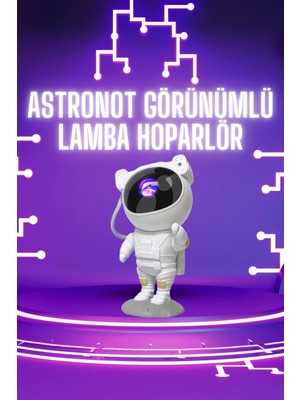 Astronot Şeklinde Bluetooth Hoparlör Gökyüzü Kumandalı Aydınlatma Lamba - Lisinya