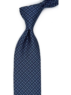 Kravatkolik Mavi - Lacivert Motif Desen Mendilli Klasik Kravat KK13480