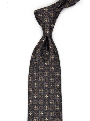 Kravatkolik Kahverengi Kum Desen Mendilli Klasik Kravat KK13556