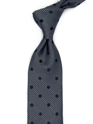 Kravatkolik Siyah Puantiye Desen Mendilli Klasik Kravat KK13594