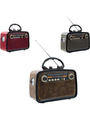 Bluetooth Hoparlör Ahşap Renk Vintage Işıklı Nostaljik Radyo Fm Ahşap Görünümlü - Lisinya