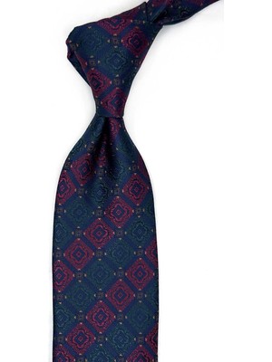 Kravatkolik Lacivert Motif Desen Mendilli Klasik Kravat KK13427