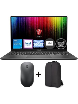 MSI Msı Modern 15 F13MG-869XTR Intel Core I5 1334U 16GB 512GB SSD Freedos 15.6" Fhd Taşınabilir Bilgisayar + Mouse Çanta Hediye