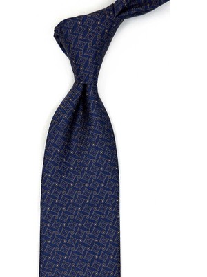 Kravatkolik Lacivert Motif Desen Mendilli Klasik Kravat KK13468